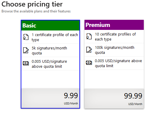 azure trusted signing pricing