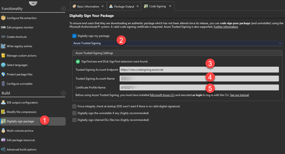 Sign Installer Settings