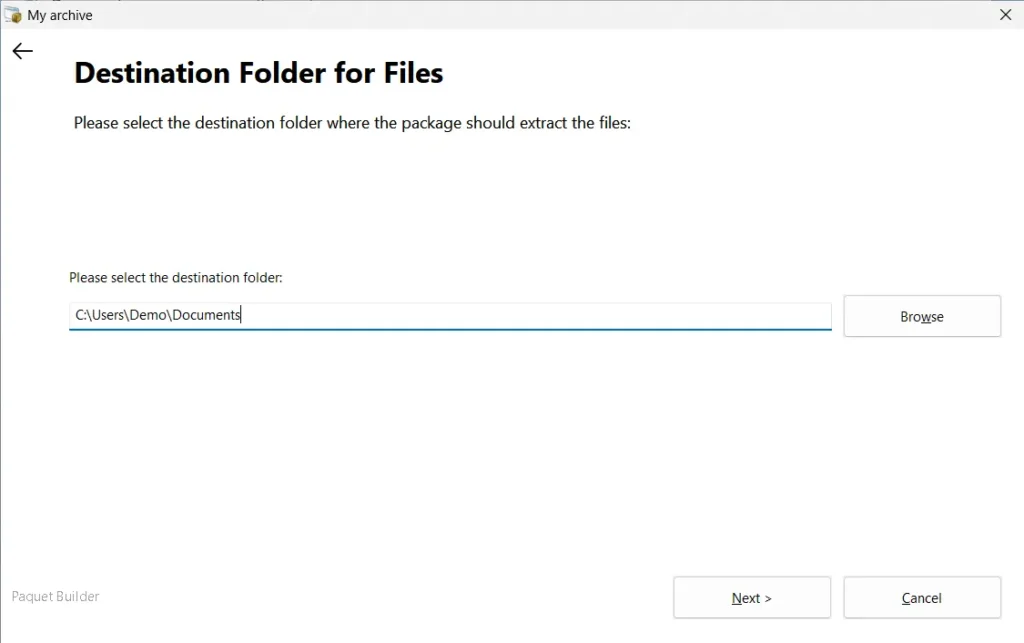 Destination Folder For Unpacked Files